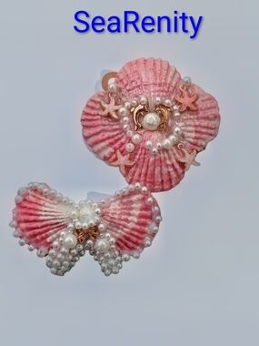 Serenity' Blush Tide pearl Barrette Snap Clips 2 Pack